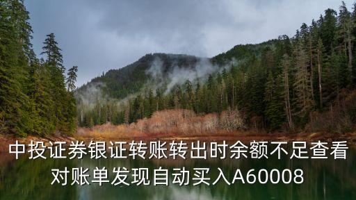 中投證券銀證轉(zhuǎn)賬轉(zhuǎn)出時(shí)余額不足查看對(duì)賬單發(fā)現(xiàn)自動(dòng)買入A60008