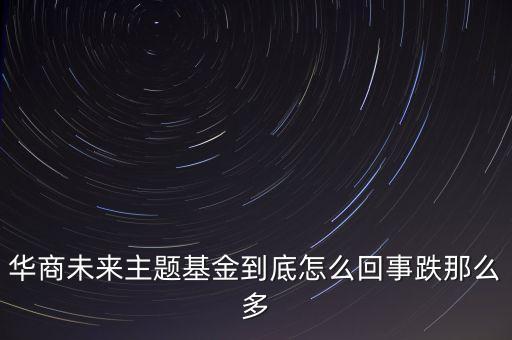 華商未來投資有限公司怎么樣，華商未來主題基金到底怎么回事跌那么多