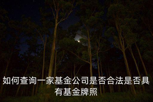 如何查詢一家基金公司是否合法是否具有基金牌照