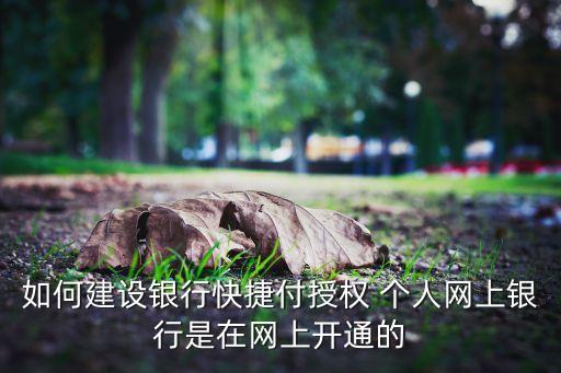 如何建設(shè)銀行快捷付授權(quán) 個人網(wǎng)上銀行是在網(wǎng)上開通的