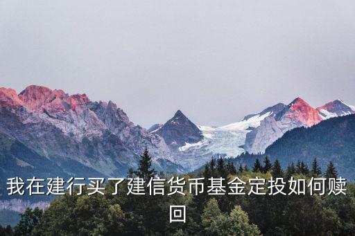 我在建行買(mǎi)了建信貨幣基金定投如何贖回