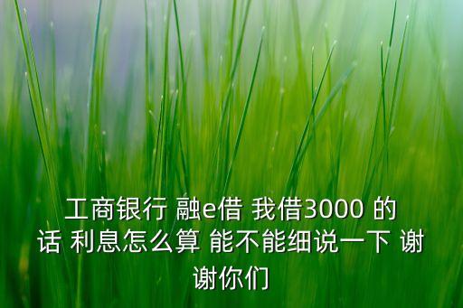 工商銀行 融e借 我借3000 的話 利息怎么算 能不能細說一下 謝謝你們