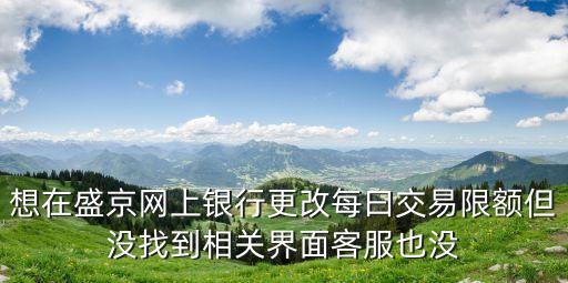 想在盛京網上銀行更改每曰交易限額但沒找到相關界面客服也沒
