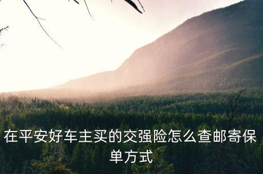 在平安好車(chē)主買(mǎi)的交強(qiáng)險(xiǎn)怎么查郵寄保單方式