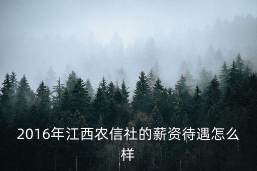 2016年江西農(nóng)信社的薪資待遇怎么樣