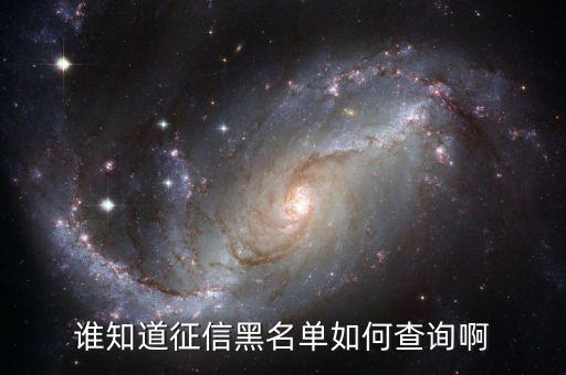 誰知道征信黑名單如何查詢啊