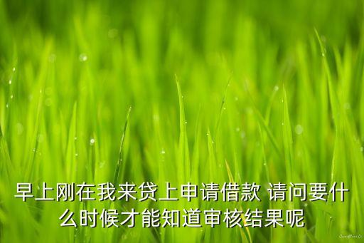 早上剛在我來貸上申請借款 請問要什么時候才能知道審核結果呢