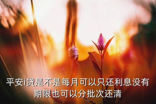 平安i貸是不是每月可以只還利息沒有期限也可以分批次還清