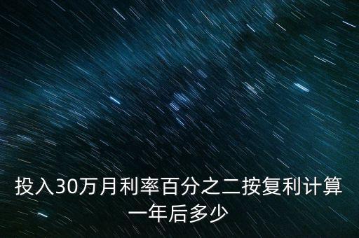 投入30萬(wàn)月利率百分之二按復(fù)利計(jì)算一年后多少