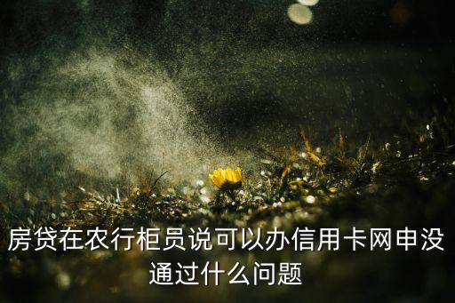 房貸在農(nóng)行柜員說可以辦信用卡網(wǎng)申沒通過什么問題