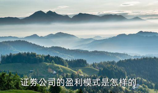 證劵公司的盈利模式是怎樣的