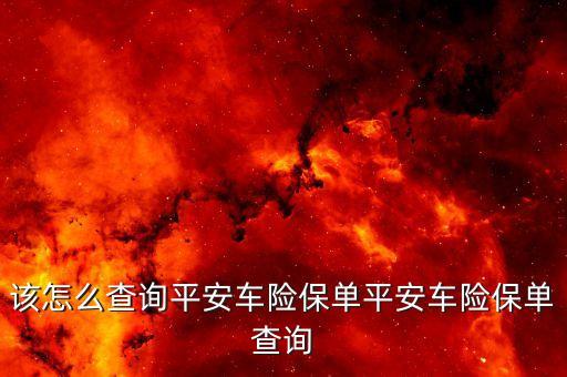 該怎么查詢平安車險(xiǎn)保單平安車險(xiǎn)保單查詢