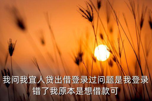怎么成了宜人貸出借人，我問我宜人貸出借登錄過問題是我登錄錯了我原本是想借款可