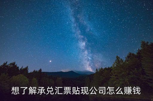 想了解承兌匯票貼現(xiàn)公司怎么賺錢