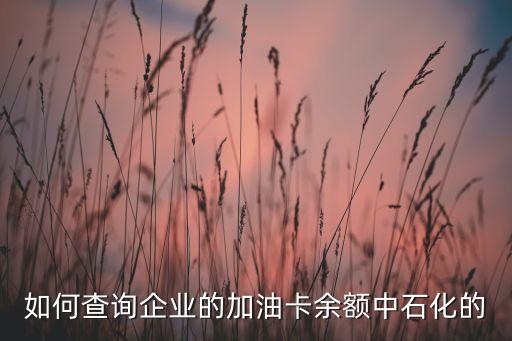 怎么查詢加油卡的余額，如何查詢企業(yè)的加油卡余額中石化的