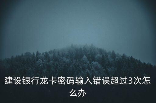 建設(shè)銀行龍卡密碼輸入錯(cuò)誤超過(guò)3次怎么辦