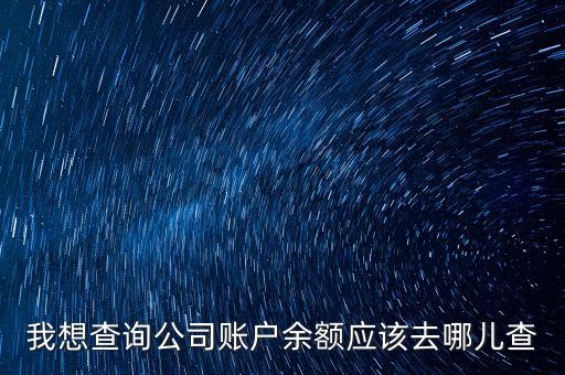 我想查詢公司賬戶余額應該去哪兒查