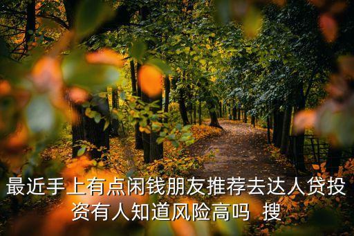 貸款達人怎么樣，最近手上有點閑錢朋友推薦去達人貸投資有人知道風險高嗎  搜