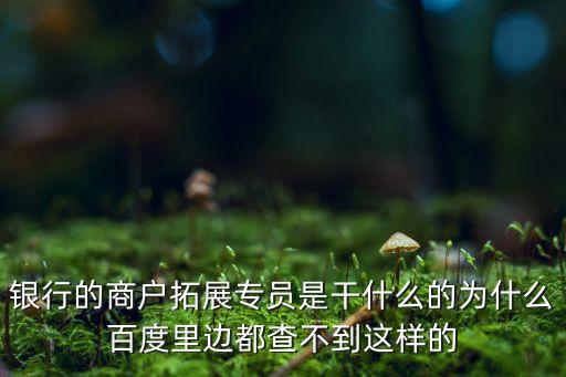 銀行的商戶拓展專員是干什么的為什么百度里邊都查不到這樣的
