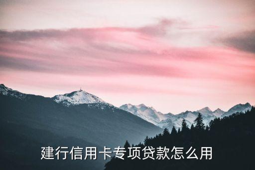 建行專項(xiàng)分期額度怎么用，建行信用卡專項(xiàng)貸款怎么用