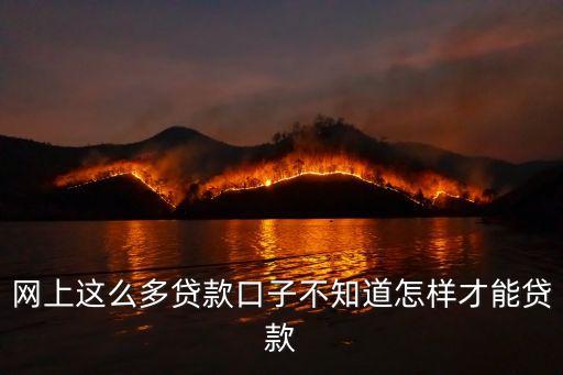 網(wǎng)上這么多貸款口子不知道怎樣才能貸款
