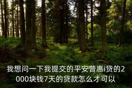 我想問(wèn)一下我提交的平安普惠i貸的2000塊錢(qián)7天的貸款怎么才可以