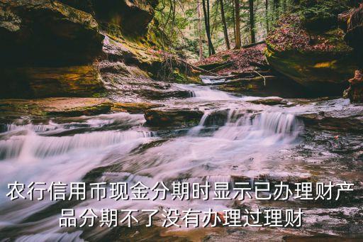 農(nóng)行信用幣現(xiàn)金分期時顯示已辦理財產(chǎn)品分期不了沒有辦理過理財