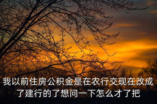 我以前住房公積金是在農(nóng)行交現(xiàn)在改成了建行的了想問一下怎么才了把