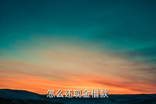 怎么還現(xiàn)金借款