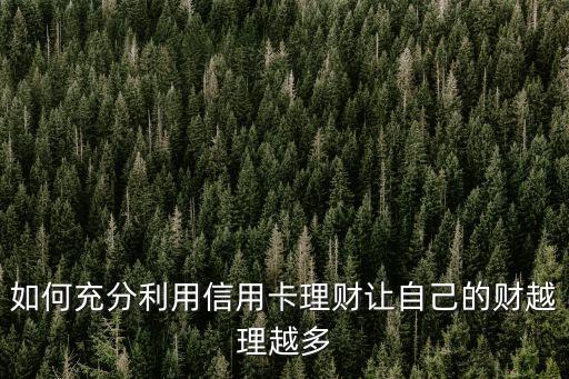 怎么利用信用卡投資，利用信用卡怎么理財(cái)