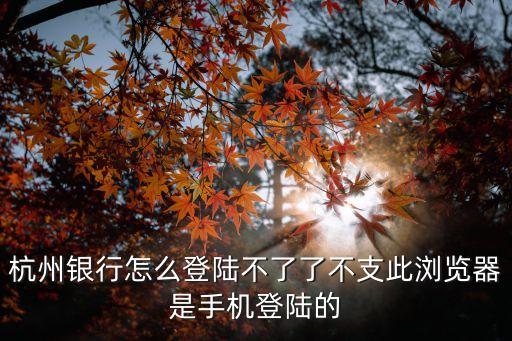 杭州銀行怎么登陸不了了不支此瀏覽器是手機登陸的
