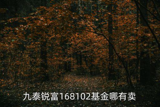 168102九泰銳富怎么樣，基金代碼168102什么時候上巿