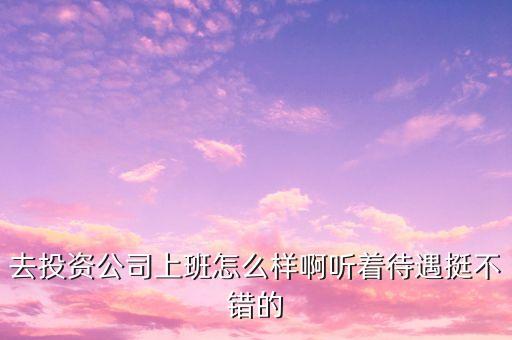 去投資公司上班怎么樣啊聽著待遇挺不錯的
