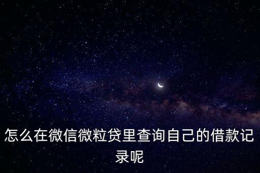 怎么在微信微粒貸里查詢自己的借款記錄呢