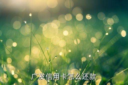 廣發(fā)信用卡怎么還款