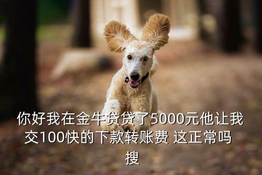 金牛貸款怎么樣，你好我在金牛貸貸了5000元他讓我交100快的下款轉(zhuǎn)賬費 這正常嗎  搜