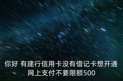 你好 有建行信用卡沒有借記卡想開通網(wǎng)上支付不要限額500
