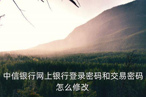 中信銀行網(wǎng)上銀行登錄密碼和交易密碼怎么修改