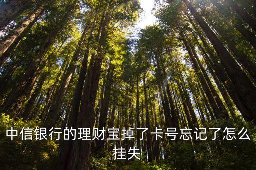 銀行理財卡丟失怎么辦，中信銀行的理財寶掉了卡號忘記了怎么掛失