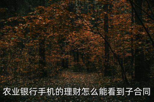 農(nóng)業(yè)銀行手機(jī)的理財(cái)怎么能看到子合同