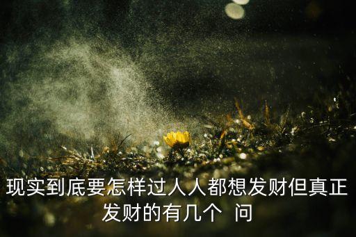 現(xiàn)實到底要怎樣過人人都想發(fā)財?shù)嬲l(fā)財?shù)挠袔讉€  問