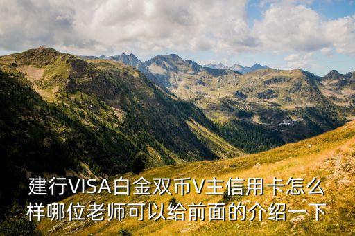 建行visa白金卡怎么樣，建行VISA白金雙幣V主信用卡怎么樣哪位老師可以給前面的介紹一下