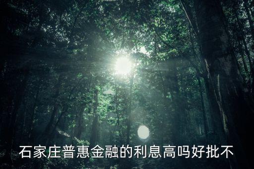 石家莊普惠金融的利息高嗎好批不