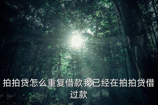 拍拍貸怎么重復(fù)借款我已經(jīng)在拍拍貸借過款