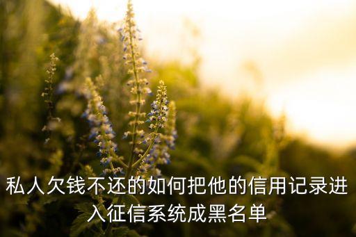 私人欠錢不還的如何把他的信用記錄進入征信系統(tǒng)成黑名單