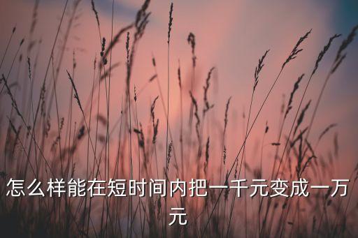 怎么樣能在短時(shí)間內(nèi)把一千元變成一萬(wàn)元