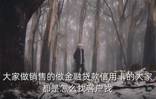大家做銷售的做金融貸款信用卡的大家都是怎么找客戶找