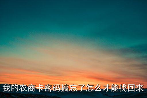 我的農(nóng)商卡密碼搞忘了怎么才能找回來