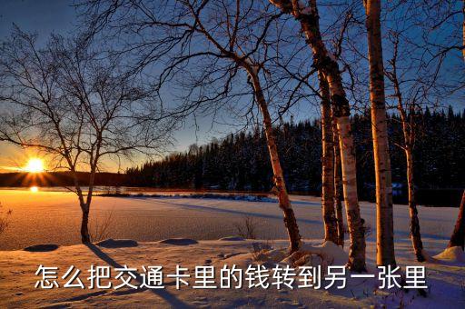 怎么把交通卡里的錢轉(zhuǎn)到另一張里