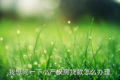 我想問一下小產(chǎn)權(quán)房貸款怎么辦理